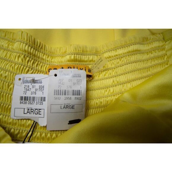 NEW‎ Alice + Olivia 100% Silk A-Line Mini Dress, Yellow, Large - Picture 12 of 14